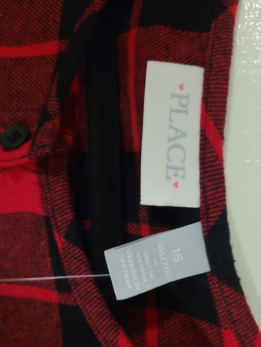 The Children's Place Red and Black Plaid Button-Front Kids Dress - Picture 2 of 4